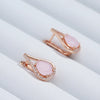 Hot Pink Zircon Water Drop Earrings For Women Rose Gold Color Bride Daily Jewelry - Image 3