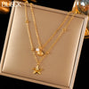 316L Stainless Steel Metal Double Chain Starfish Shells Pendant Necklace Pvd Plated Jewelry Women - Image 1