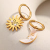 La. Muses Sun Moon Pearl Embellishment Stainless Steel Women's Hoop Earrings Pvd Gold-plated Design Jewelry Gift - Image 3
