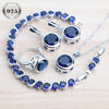 Bridal Women Blue Zircon Jewelry Sets Silver Women Wedding Jewelry Charms Rings Bracelets Earrings Set Pendant Necklace - Image 9