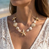 3pcs/set Bohemian Pearl Starfish Pendant Necklace for Women Irregular Blue Stone Beads Link Chain Beach Party Jewelry - Image 13