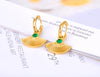 Gold Plated Fan Shape Chunky Open Hoops Earrings Blue Green White Cubic Zirconia Hoop Earrings For Women Girls - Image 4