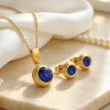 Simple 304 Stainless Steel Round Inlaid Crystal Color Birthstone Lucky Stone Pendant Necklace Earrings Set For Woman - Image 5