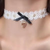 Elegant Pink Black Lace Bowknot Zircon Heart Choker Necklace for Women Gothic Short Collar Necklace Y2K Jewelry Gifts - Image 5