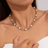 Cross Pendant Necklace with Imitation Pearl Beads and Rhinestone Accents - Image 13