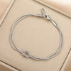 Stainless Steel Double Snake Chain Love Knot Bracelet with Adjustable Length - Image 14