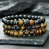 3Pcs/Set Men Natural Tiger Eye Lava Rock Beaded Bracelets Matte Black Onyx Stone Strand Bracelet For Man Yoga - Image 1