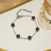 Silver Gold Color Plant Five Leaf Flower Bracelet Single Sided Plum Blossom Stainless Steel Jewelry Women's Pentalobe - Image 5