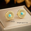 316L Stainless Steel Tree of Life Turquoise Golden Necklace Earrings For Womens Party Gift Jewelry Set - Image 6