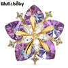Pretty Crystal Peach Blossom Brooches For Women Men 2-color Charming Shining Flowers Party Office Brooch Pins Gifts - Image 1