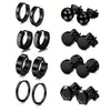 10pairs Earrings Black Stainless Steel Stud Earrings Set For Men Women, Piercing Jewelry Dangle Hoop Earrings Set - Image 8