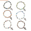 Cross Charm Beaded Stretch Bracelet in Multiple Colors - Image 4