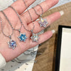 Blue Zircon Snowflake Pendant Necklace for Women Silver Color Rhinestone Choker Necklace Y2K Jewelry - Image 5