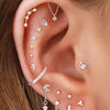Six-Piece Stainless Steel Labret Piercing Stud Set with 1.2 x 8 mm Bar - Image 4