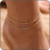 Gold/Silver Ankle Bracelets for Women, Gold Anklets for Women Beads Anklets Set Layered Anklet Gold Jewelry Gift - Image 1