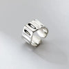 Bfclub Silver Rings For Women Men Jewelry Finger Adjustable Open Vintage Strip Ring For Party Birthday Gift - Image 2