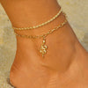 Multi-layer Bracelet Metal Chain Pearl Blue Stone Pendant Anklet Sandals Barefoot Beach Foot Bridal Jewelry - Image 11