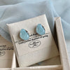 Irregular Smudging Resin Blue Jelly Ice Cute Geometric Bean Stud Earrings for Women Unique Design Party Jewelry Christmas Gift - Image 4