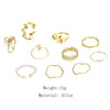 10Pcs Imitation Pearl Leaf Flower Rings Set For Women Rhinestone Butterfly Finger Ring Metal Knuckle Finger Ring Jewelry - Image 5