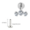Titanium Triple CZ Cluster Cartilage Earring 16G Mini CZ Labret Tragus Helix Medusa Flat Back Piercing - Image 6