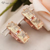 Rose Gold Color Rectangle Ice Crack Crystal Drop Earring For Women Wedding Cubic Zirconia Jewelry - Image 2