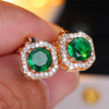 Crystal Round Stone Clip Earrings For Women Rose Gold Silver Color White Green Blue Zircon Jewelry Simple Gifts - Image 5