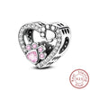 Love Heart Shaped Charms Silver Family Love Friendship Charms Fit Bracelet Bangle Women Jewelry Gifts - Image 17