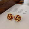 Vintage Metal Twisted Drip Glaze Enamel Stud Earrings for Women Elegant Round Circle Temperament Earrings Jewelry Accessories - Image 7