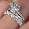 3Pcs Set of Rings Female Shiny Round Zirconia Finger Jewelry Gold Color Accessories for Wedding - Image 2