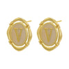 Enamel A-Z 26 Initial Letter Stud Earrings for Women Vintage Gold Plated Hollow Alphabet Oval Earrings Charm Jewelry - Image 27