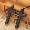 Cross Wooden Pendant Men's and Women's Necklace Black Brown Sweater Chain Rope Religious Neutral Jewelry Accessories - Image 2
