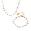 Colorful Crystal Pendant Necklace Bracelet Set 2pcs Women Stainless Steel Gold Plated Chain Bohemian Jewelry Accessories - Image 8