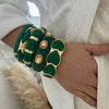 Vintage Exaggerated Green Drip Oil Irregular Grid Water Rhinestone Geometric Wide Bangle Chunky Cuff Bracelet Jewelry - Image 3
