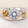 Newly Designed Lady's Finger Ring Hollow Out Wide Band Two Tone Rings Hip Hop Cool Accessories Women Jewelry - Image 1