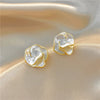 White Enamel Flower Stud Earrings for Women Folded Unique Design Multi-layers Floral Female Small Earrings - Image 6