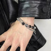 Black Double-Layer Bead Bracelet with Stainless Steel Chain and 15 to 20 cm Length - Image 3