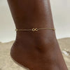 Gold Plated Stainless Steel Layered Chain With Beaded Anklet Bracelet on Leg for Women - Image 11
