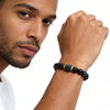 Black Stone Bead Bracelet with Tiger's Eye Color Options - Image 2