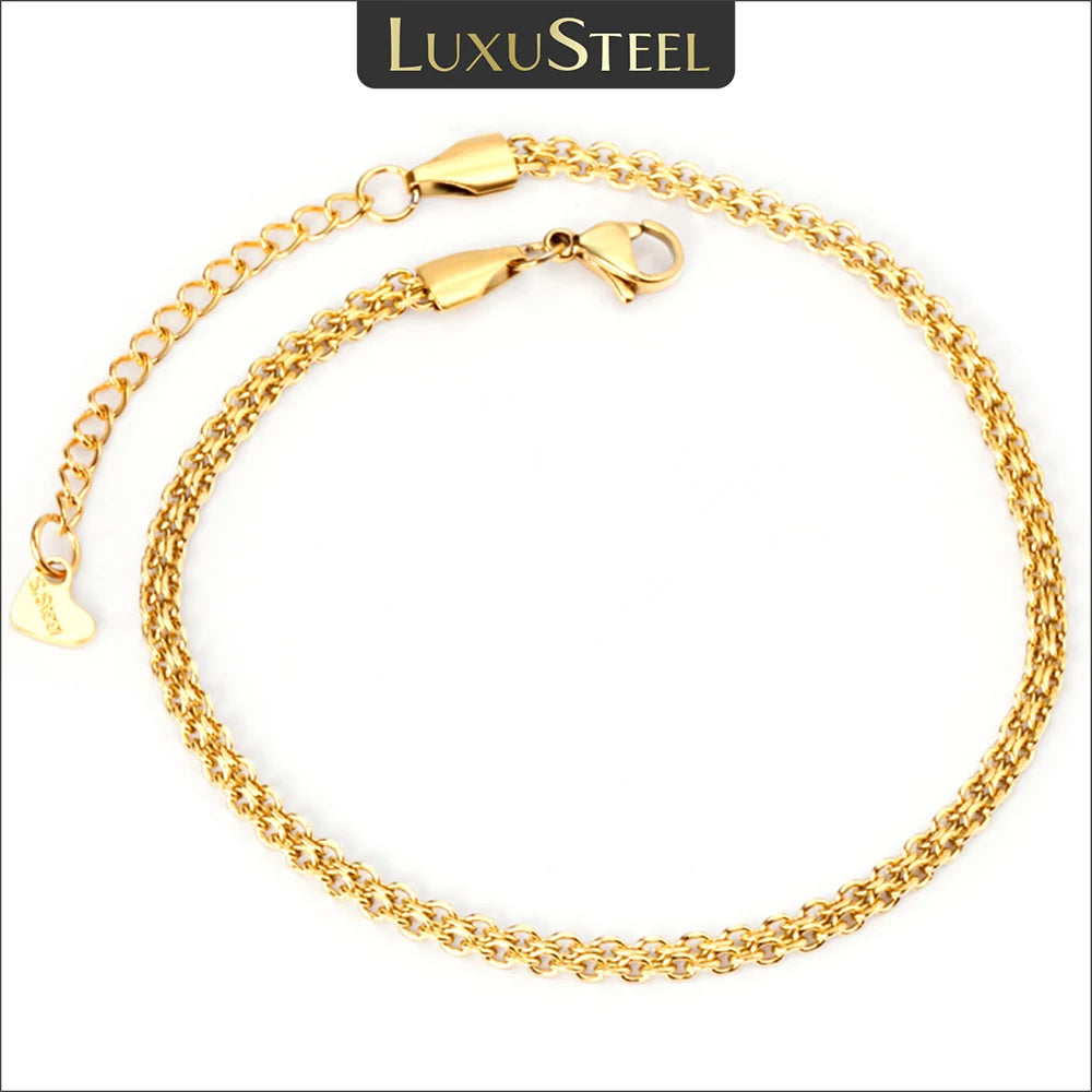 Twist Chain Anklaces Gold Plated Accessories Stainless Steel Anklets/Bracelets Beach Party Jewelry - Image 1