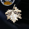 Colored Zircon Maple Leaf Shell Brooches Atmospheric Elegance Freshwater Pearl Leaf Pin Woman's Broche Accessories - Image 6