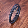 Simple Style Men's Black Leather Bracelet Classic Stainless Steel Insert Double-layer Braid Bangles For Men Friend Gift - Image 10