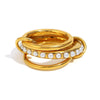 Multi-layer Stackable Finger Rings Shiny Cubic Zirconia Link Ring Gold Plated Stainless Steel Jewelry Accessory - Image 8