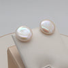 Woman Pearl Earrings Freshwater Cultured Button Pearls,Coin Pearls, Silver Pearl Earrings for Women Girls Gift - Image 5