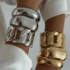 Shixin Punk Exaggerated Smooth Gold Color Wide Chain Spring Bangle Women HipHop Metal Geometric Cuff Bracelet Unisex Men Jewelry - Image 2