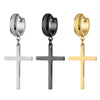 Punk Stainless Steel Frosting Hoop Earrings Design Women Men Pierced Cross Ear Jewelry Accessories Party Dangle Earring - Image 1