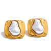Stainless Steel Gold Plated Baroque Pearls Jewelry Set Wedding Party Necklace Ring Bracelet - Image 9