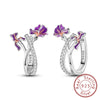 Silver Hoops Earrings Colorful Flower Butterfly Bee Drop Earring For Women Birthday Party Jewelry Gifts - Image 26