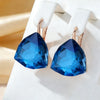 22 17mm Blue Stone Drop Earrings For Women Rose Gold Color Unique Big Zircon Jewelry Accessories - Image 1