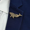 Punk Style Hollow Lines Whale Stainless Steel Gold-plated Brooch, Black Suit Accessories, Wedding Matching Set - Image 3