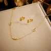 316L Stainless Steel Pearl Butterfly Flower Golden Necklace Earrings For Womens Party Gift Jewelry Set - Image 7